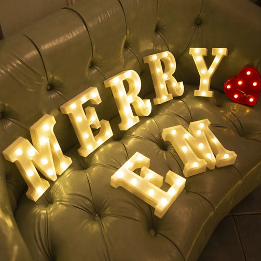 Alphabet Letter LED Lights Luminous Number Lamp Battery Warm Night Light for Home Wedding Birthday Christmas Party Decoration