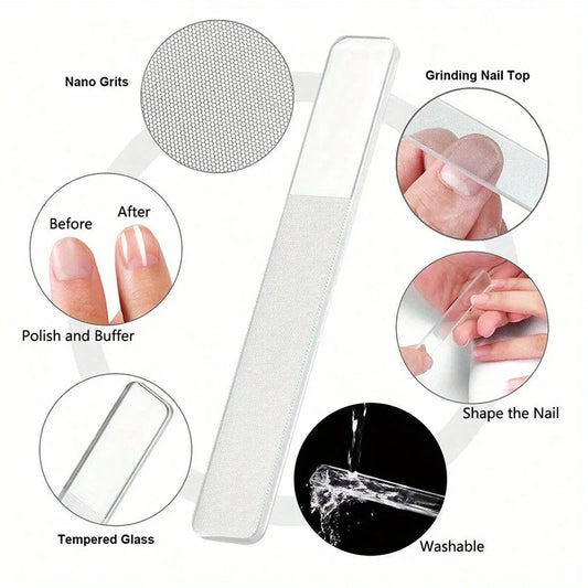 black stainless steel nail clipper with nano glass file polishing nail file manicure tool set