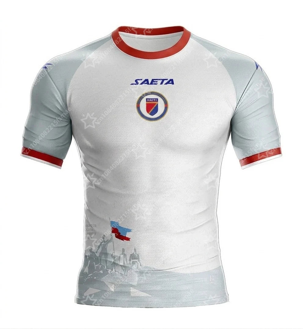 New Haiti Soccer Jersey Short Sleeve Sport T-Shirt Gym Training Workout Athletic Fitness Running Tops Kids Quick Dry Sportswear