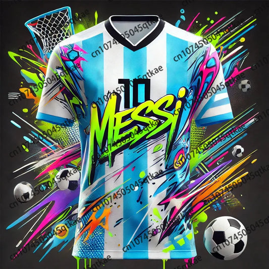 Messi #10 Graffiti 2-Piece Set 2026 – Jersey & Shorts | Oversize Unisex | Kids & Adults | World Cup