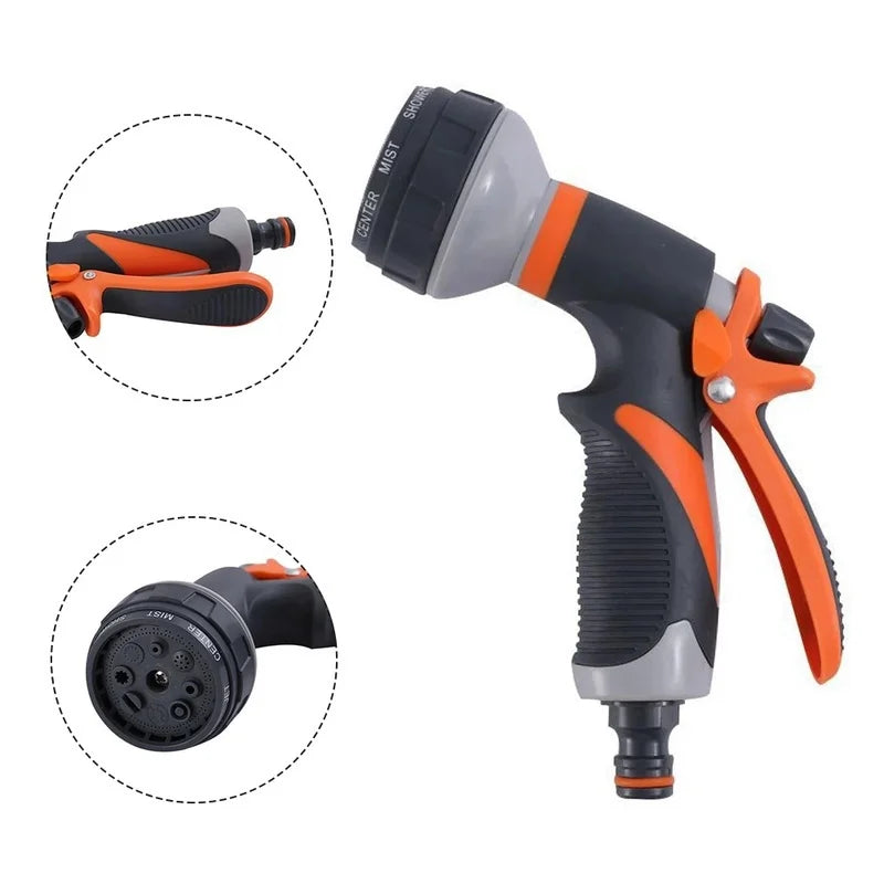 8-Function Garden & Car Wash Water Spray Gun – Adjustable High Pressure Hose Nozzle