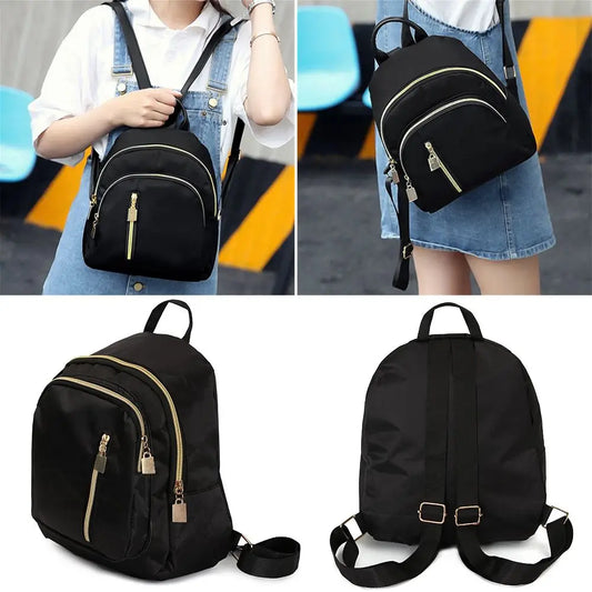 Women's Multi-Function Fashion Girl Nylon Daypack Travel Cute Mini Backpack Men Shoulder Bag Black Purse Hot