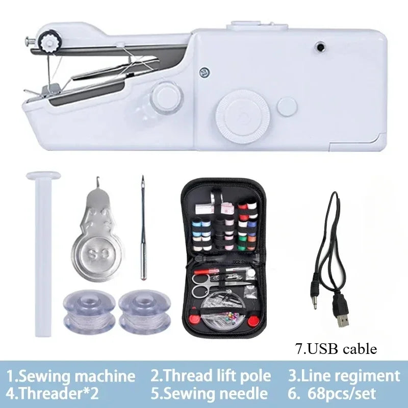 Hand Sewing Machine for Home Portable Mini Sewing Machine Handheld Electric Sewing Machine With Bobbin DIY Apparel Supplies Arts