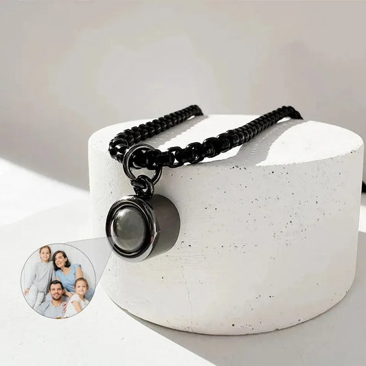 Projection Photo Necklace for Men Personalized Custom Gift