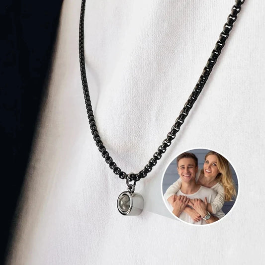 Projection Photo Necklace for Men Personalized Custom Gift