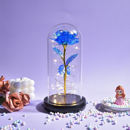 Preserved rose gift with glowing LED base - enchanted beauty and the beast inspired