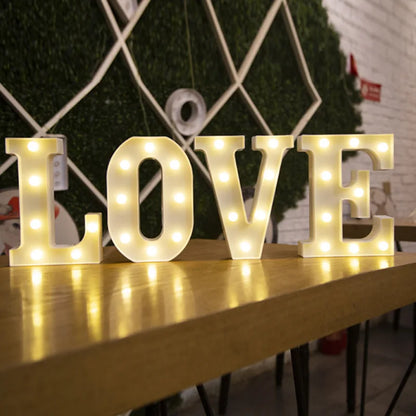 Alphabet Letter LED Lights Luminous Number Lamp Battery Warm Night Light for Home Wedding Birthday Christmas Party Decoration