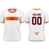 Netherlands Flag Print Football Jersey Outdoor Casual Breathable Short Sleeve Tops Summer Men Gym Sports Training Soccer T-shirt