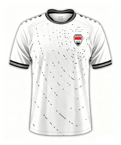 2026 Iraq Style Football Jersey, Lightweight Quick Dry Breathable Sports Tee, Green White Soccer Fan Shirt Streetwear Top