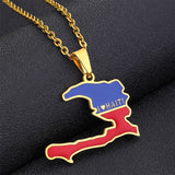 Fashion Best-selling Stainless Steel Enamel Haiti Necklace Unisex Geometric Titanium Steel Pendant Couple Necklaces