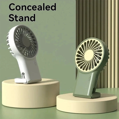 Cartoon Foldable Mini Fan USB Rechargeable Handheld Desktop Fan with Hook Portable Cooling Fan for Outdoor Travel Home Office