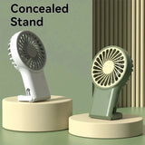 Cartoon Foldable Mini Fan USB Rechargeable Handheld Desktop Fan with Hook Portable Cooling Fan for Outdoor Travel Home Office