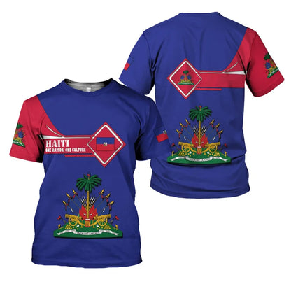Haiti Flag T-Shirt – 3D Print | Kids & Adults | 100 (4T) to 6XL | World Cup 2026 Fan Edition