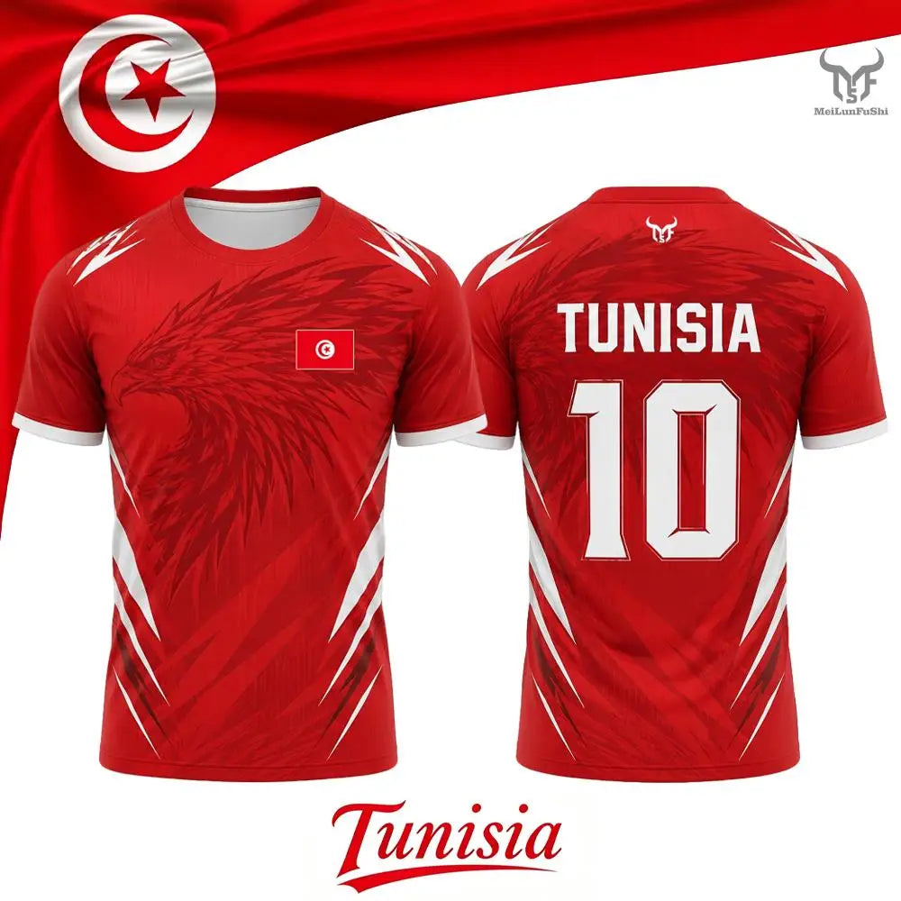 Tunisia Football Fan Jersey 2026 – 3D Flag Print | Breathable Quick-Dry | Unisex | World Cup 2026