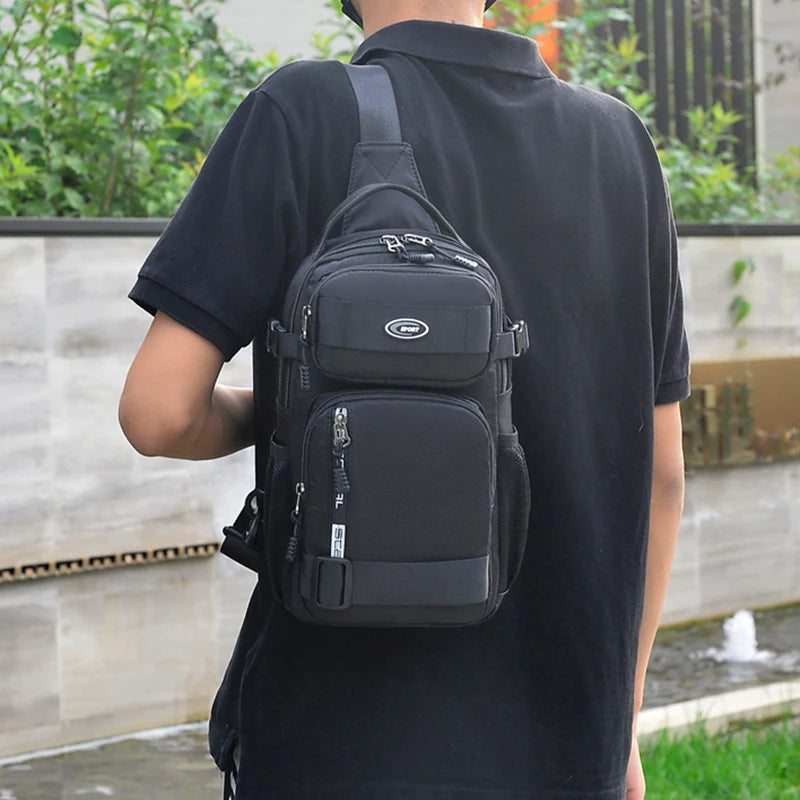 Riding backpack for men, men's chest bag, casual men's single shoulder bag, lightweight and large-capacity crossbody bag