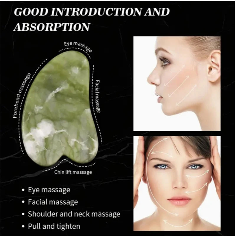 Planche Gua Sha Jade Naturel – Massage Visage & Corps