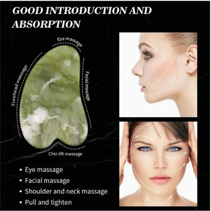 Planche Gua Sha Jade Naturel – Massage Visage & Corps