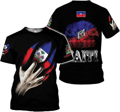 Haiti Flag 3D Print T-Shirt – Men, Women & Kids | Short Sleeve | World Cup 2026 Fan Tee