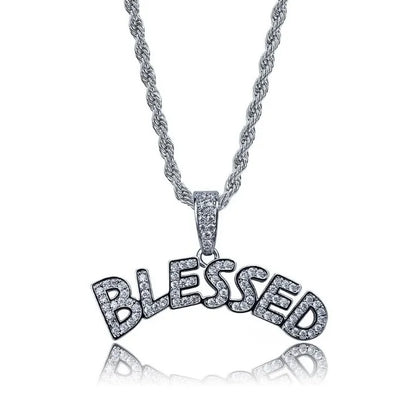Exquisite Creative Bubble Letter Xo Inlaid White Zircon Pendant Necklace Men\\'s Fashion Casual Party Jewelry Holiday Gifts