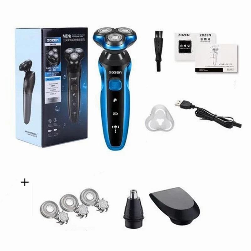 ZOZEN Electric Razor Electric Shaver Washable Rechargeable Body Hair Clipper Shaving Machine for Men Beard Trimmer Wet Dry Use