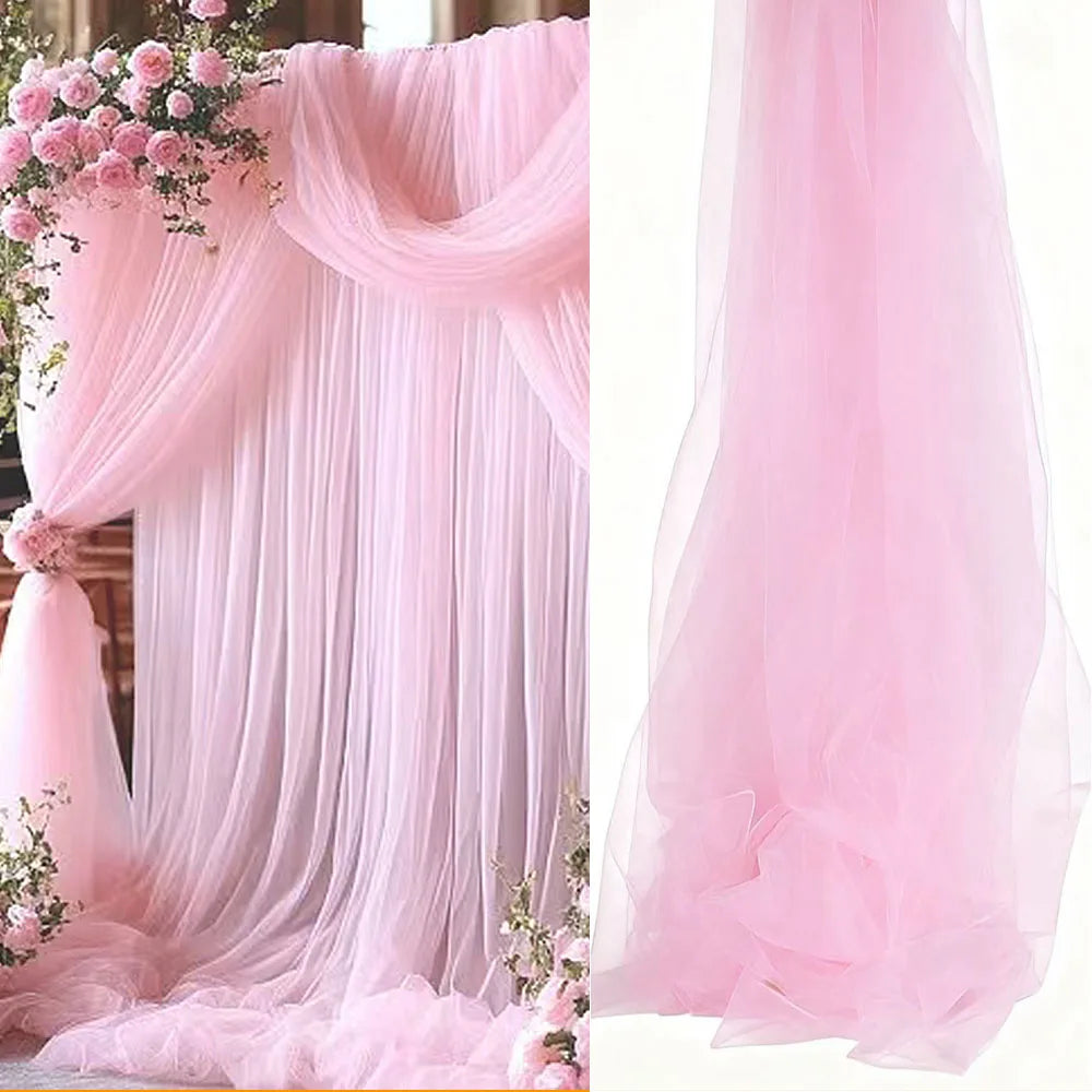 White Wedding 75cm X 6M Tulle Arch Draping Fabric Backdrop 28.7" X 20FT Sheer Drapes Fabric for Wedding Ceremony Birthday Party