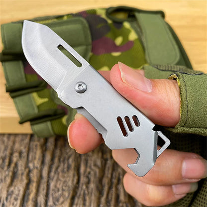 Key Chain Pendant Compact Bottle Opener Pocket Knife Outdoor Folding Knife For Camping Fishing Keyring