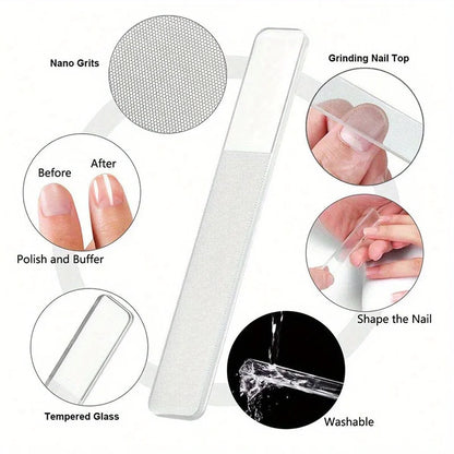 black stainless steel nail clipper with nano glass file polishing nail file manicure tool set
