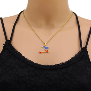 Fashion Best-selling Stainless Steel Enamel Haiti Necklace Unisex Geometric Titanium Steel Pendant Couple Necklaces