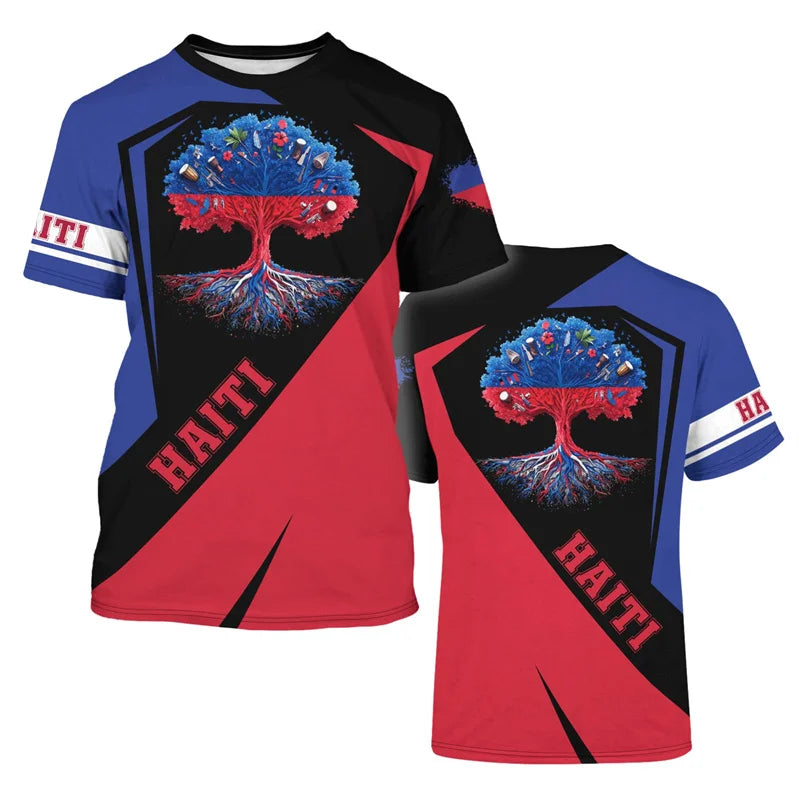 Haiti Flag T-Shirt – 3D Print | Kids & Adults | 100 (4T) to 6XL | World Cup 2026 Fan Edition