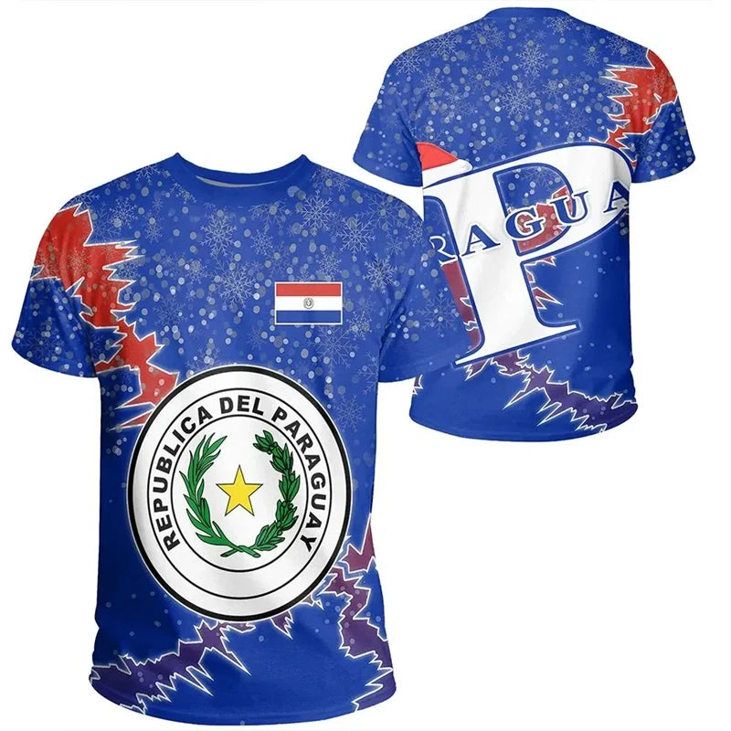 Paraguay Flag 3D Print T-Shirt 2026 – National Emblem Graphic Tee | Unisex | Kids & Adults (100-160, XXS-6XL)