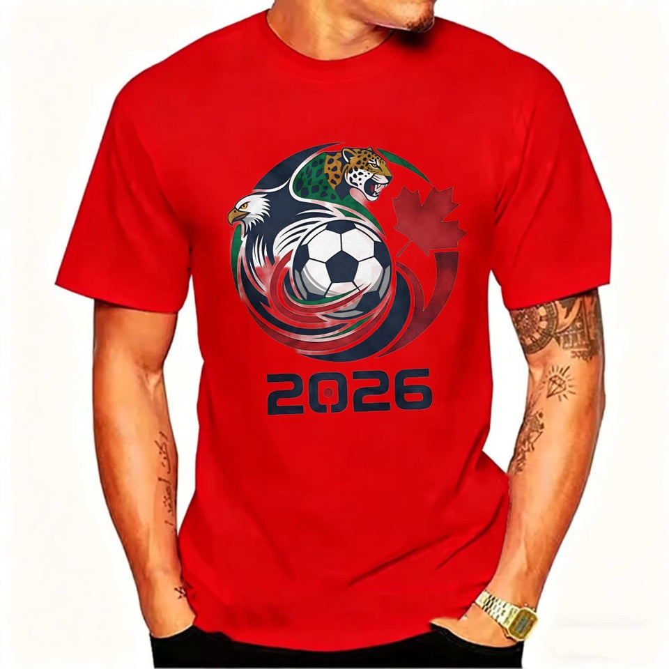 World Cup 2026 Soccer T-Shirt – USA Canada Mexico | Eagle & Jaguar Graphic Tee | XS to XXXL