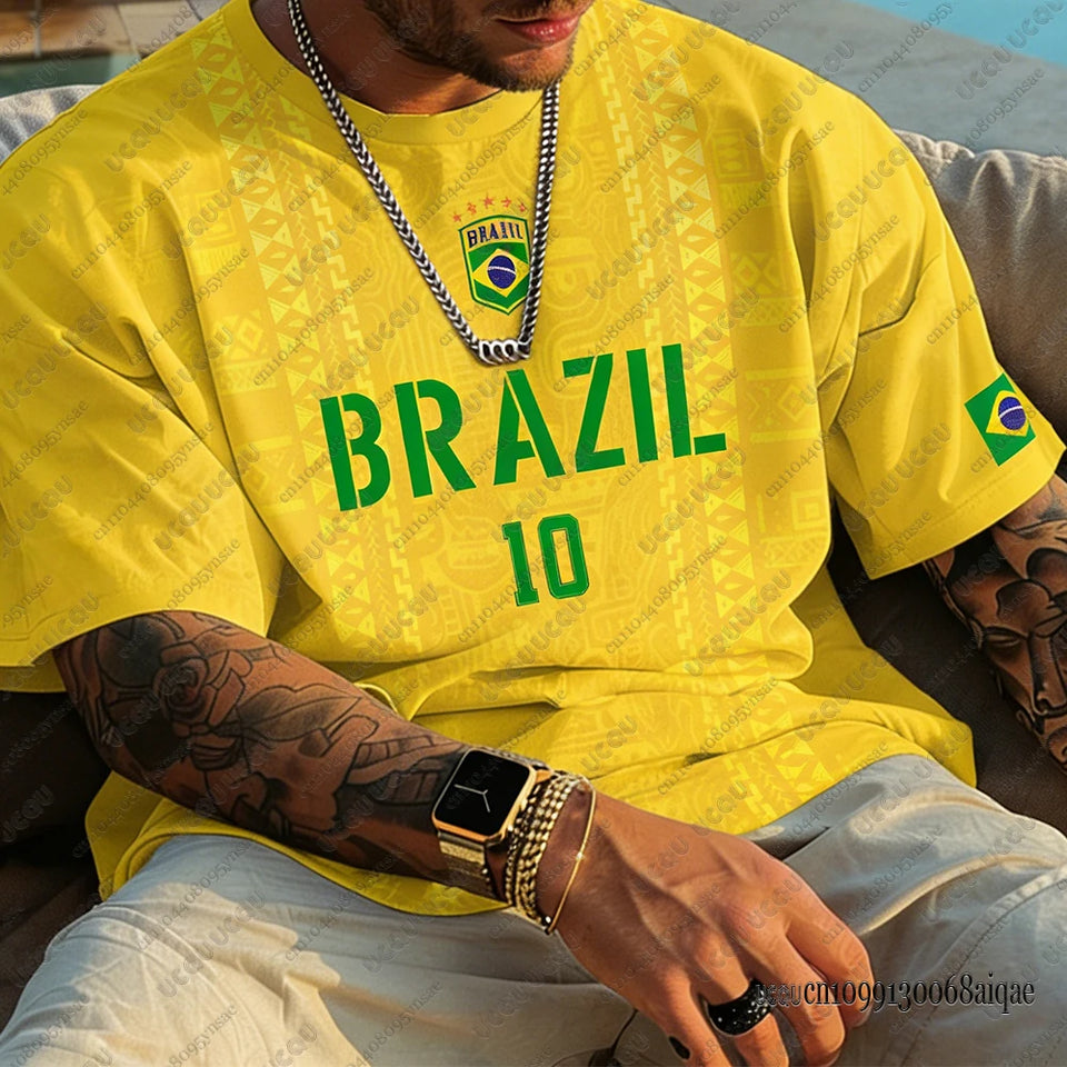 Brazil 2026 Football Jersey – Classic Short Sleeve Sports T-Shirt for Men (10 Colors, XXS-6XL)