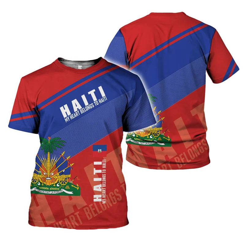 Haiti Flag T-Shirt – 3D Print | Kids & Adults | 100 (4T) to 6XL | World Cup 2026 Fan Edition