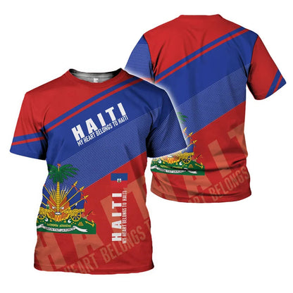 Haiti Flag T-Shirt – 3D Print | Kids & Adults | 100 (4T) to 6XL | World Cup 2026 Fan Edition