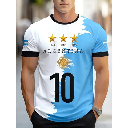 Argentina Flag T-Shirt – 3D Print | Loose Fit | Kids & Adults | 100cm to 6XL