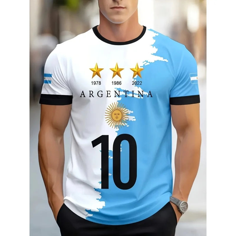 Argentina Flag T-Shirt – 3D Print | Loose Fit | Kids & Adults | 100cm to 6XL