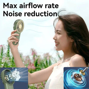 Cartoon Foldable Mini Fan USB Rechargeable Handheld Desktop Fan with Hook Portable Cooling Fan for Outdoor Travel Home Office