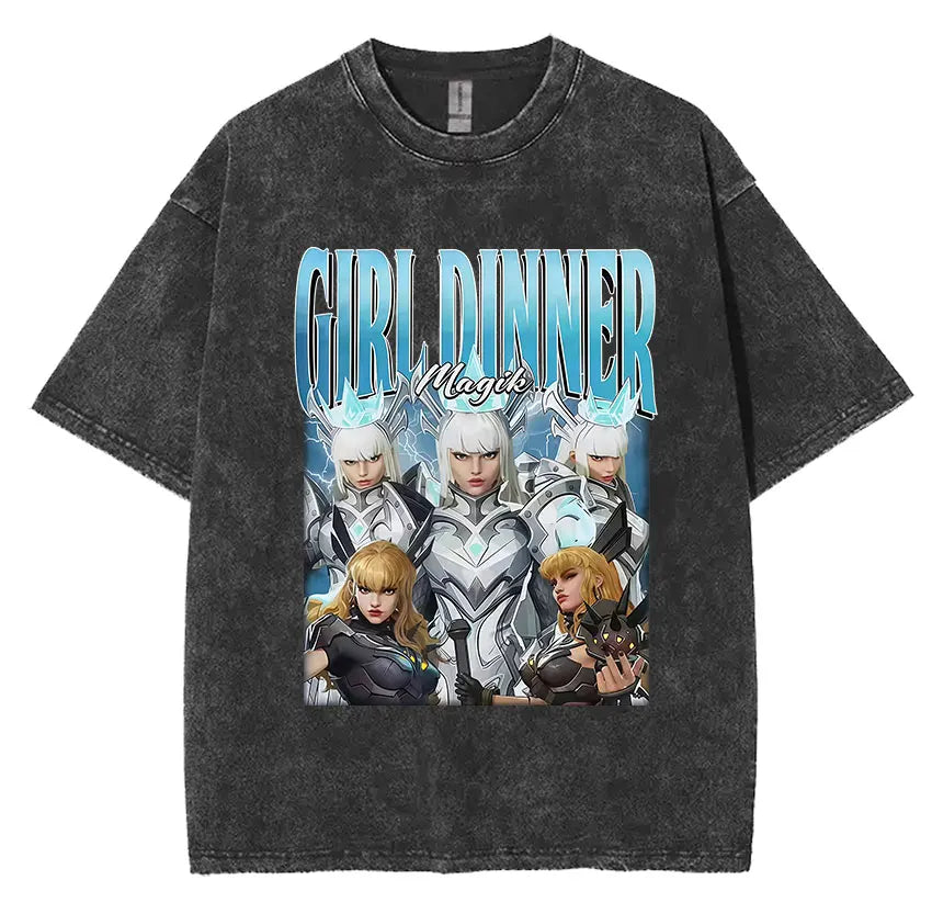 Funny Girl Dinner Caleb Graphic Tee Shirt Love and Deepspace Novelty Cotton T Shirts Fashion High Quality Vintage Washed T-Shirt