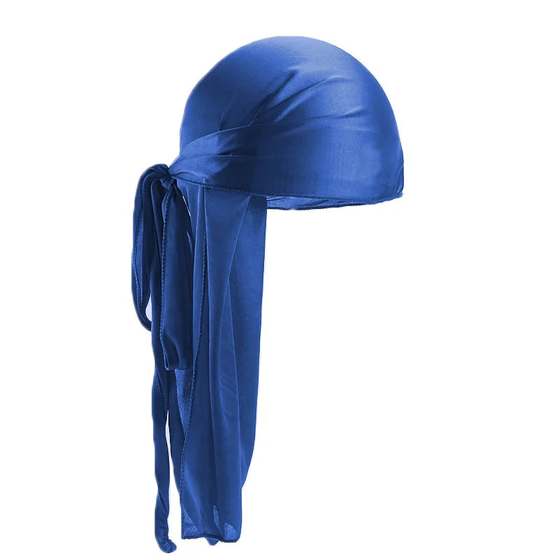 Unisex Silky Long Tail Durag Pirate Hat Turban Fashion Headwraps Cap Bandana Women Men Headwear Caps Hijab Hair Accessories  ﻿
