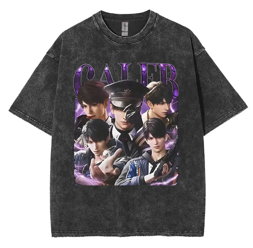 Funny Girl Dinner Caleb Graphic Tee Shirt Love and Deepspace Novelty Cotton T Shirts Fashion High Quality Vintage Washed T-Shirt