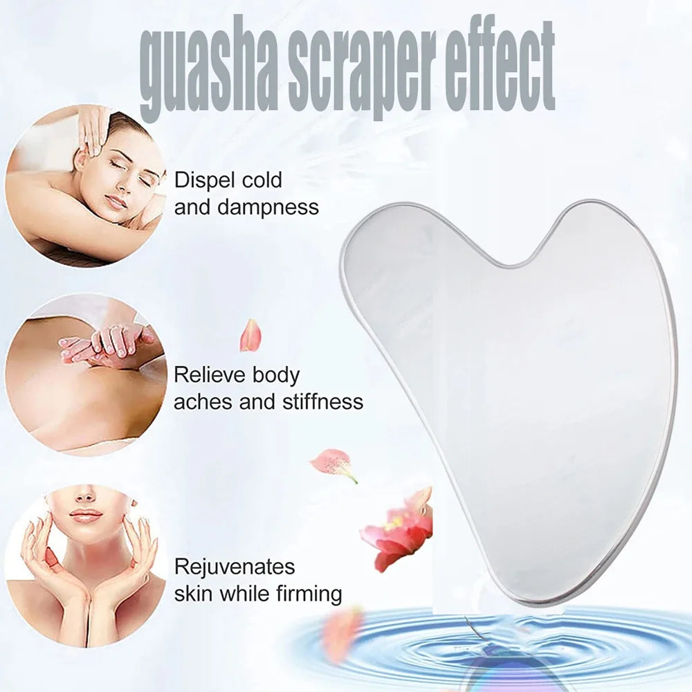 Gua Sha Acier Inoxydable Rafraîchissant – Massage Visage & Mâchoire