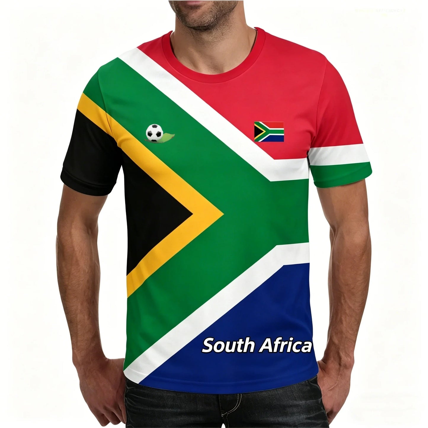 South Africa Football T-Shirt – 3D Flag Print | Loose Fit | Unisex | S to 6XL