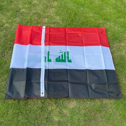 FlagGo Iraq National Flag 150x90cm 3x5 FT Red White Black Stripes Green Stars Polyester Double Stitched Outdoor Indoor Decor