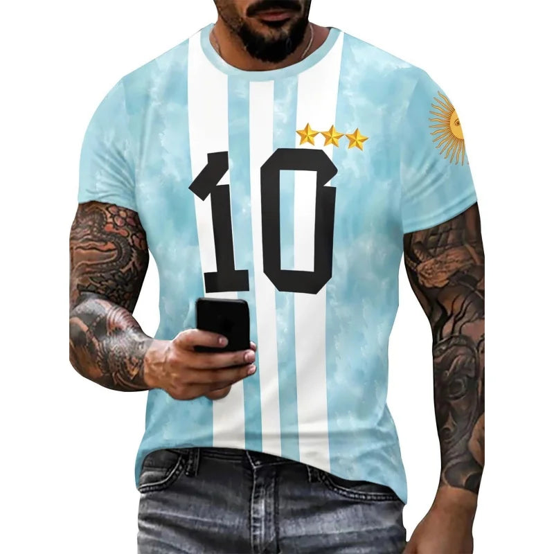 Argentina Flag T-Shirt – 3D Print | Loose Fit | Kids & Adults | 100cm to 6XL