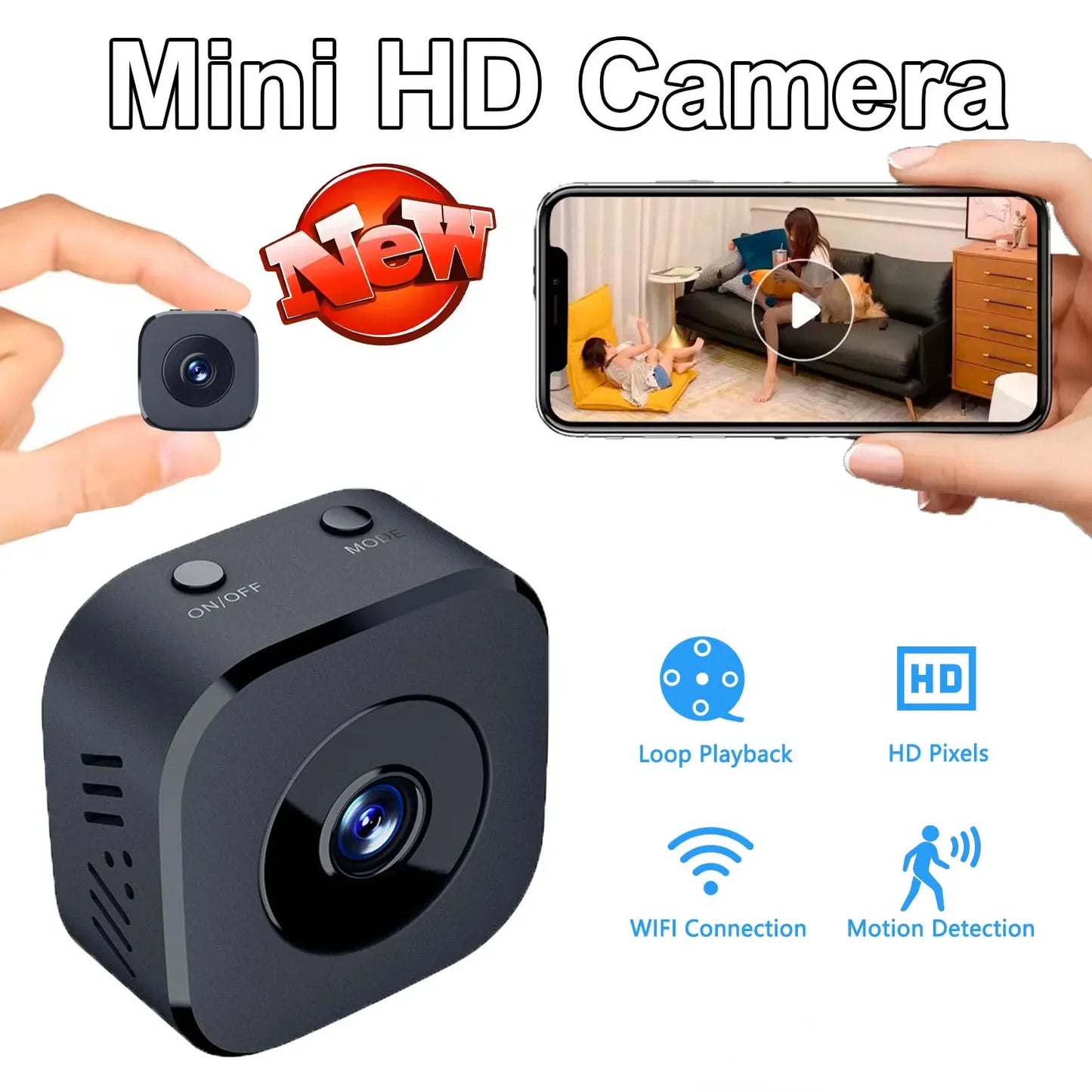 Mini Electronic HD WiFi Security Camera – Full Color Night Vision, Motion Detection & Waterproof (1, 2 or 3 Pack)