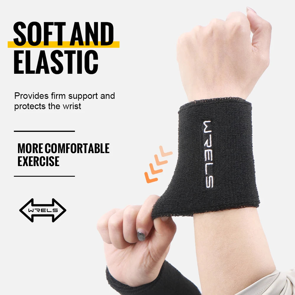 WRELS Wristband Sweatband Absorbent Thick Terry Cloth Gym Fitness Basketball Tennis Yoga Weightlifting Running Sport Wrist Band