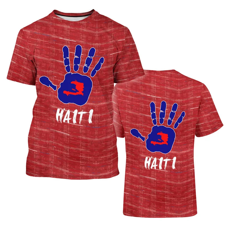 Haiti Flag T-Shirt – 3D Print | Kids & Adults | 100 (4T) to 6XL | World Cup 2026 Fan Edition