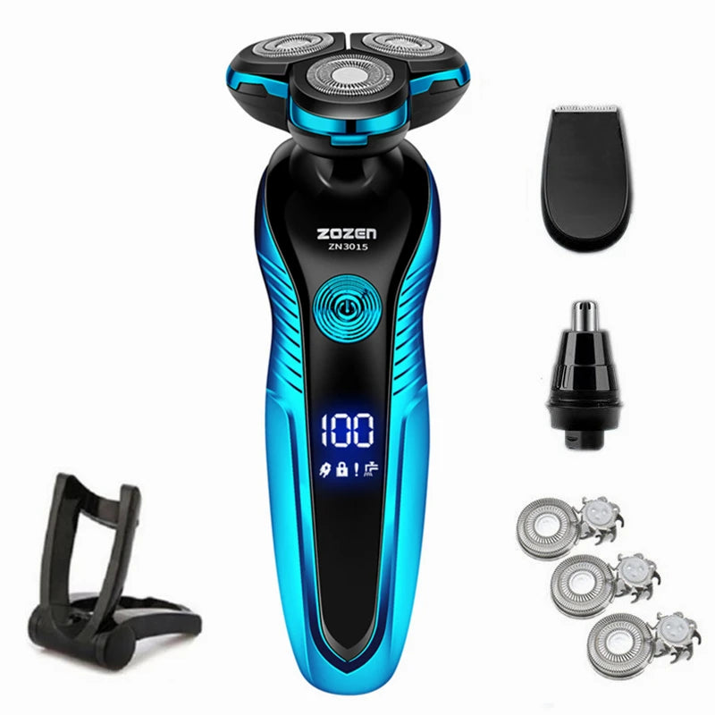ZOZEN Electric Razor Electric Shaver Washable Rechargeable Body Hair Clipper Shaving Machine for Men Beard Trimmer Wet Dry Use