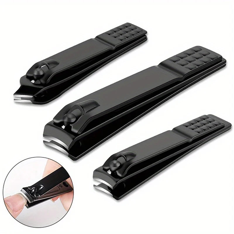 black stainless steel nail clipper with nano glass file polishing nail file manicure tool set