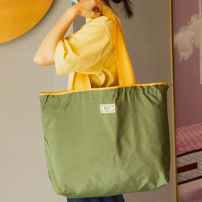 Reusable Home Shopping Bag – Foldable Drawstring Eco-Friendly Tote in 4 Colors (S & L)